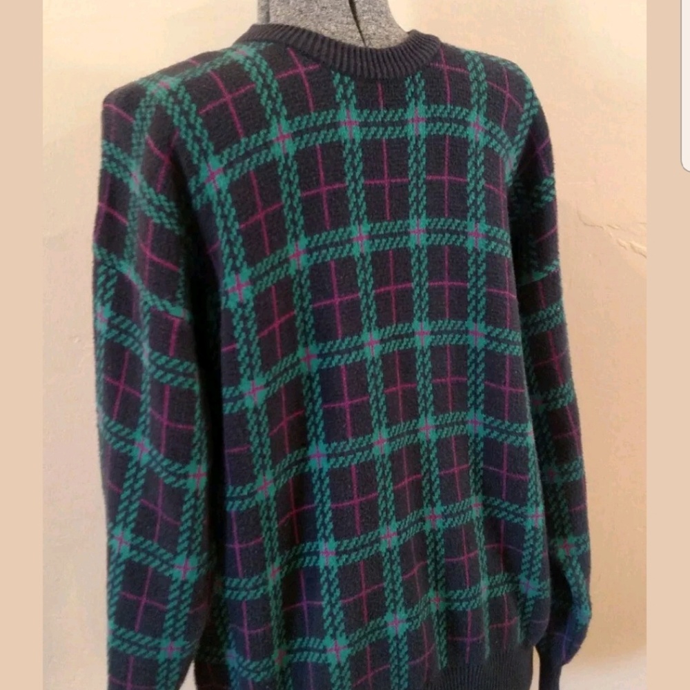 Retro Mens Slazenger golf sweater, plaid, size L